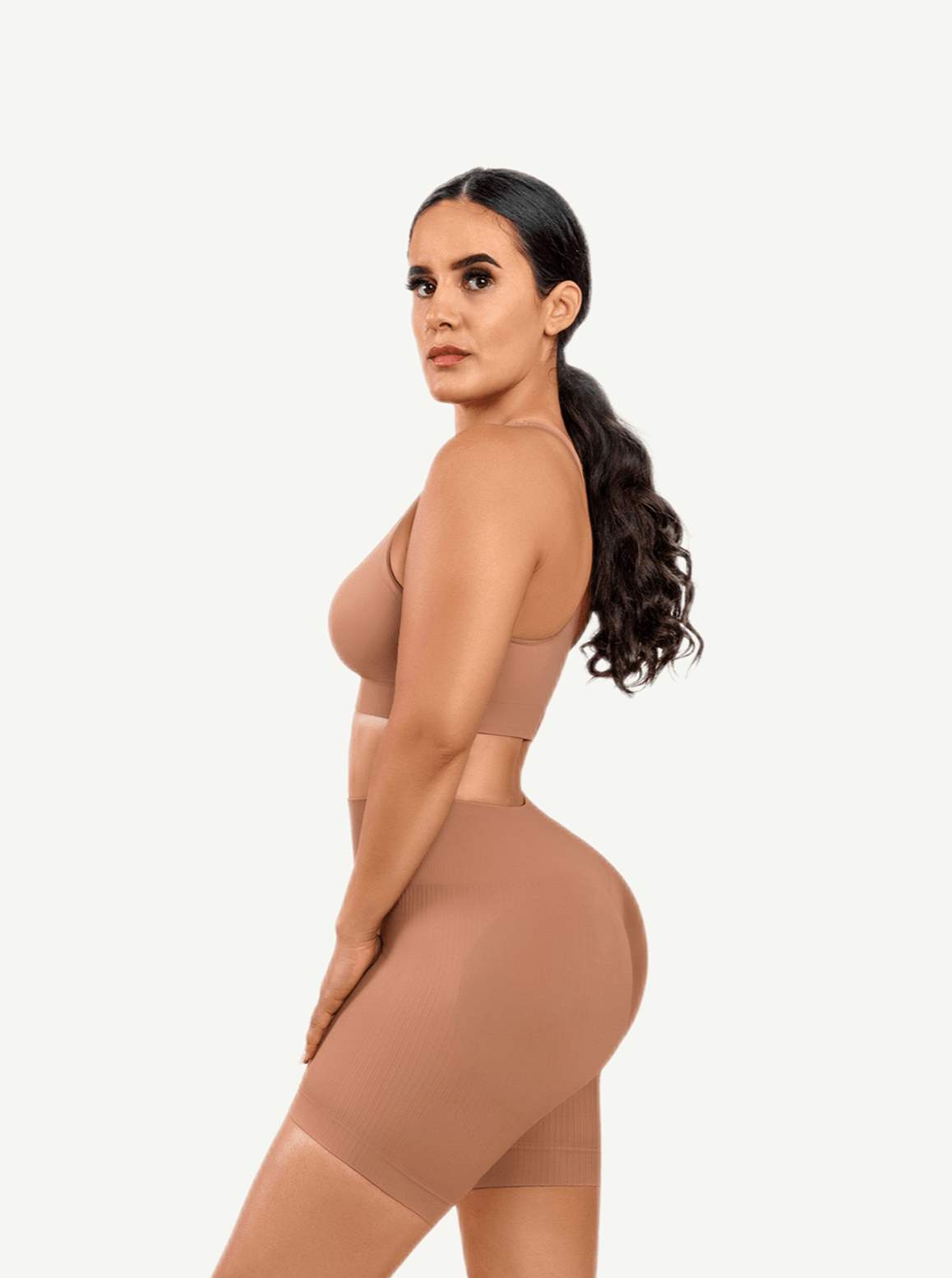 CurvedByOshunÂŽ đżEco-friendly Sexy V Neck Seamless Sportswear Biker Shorts Set