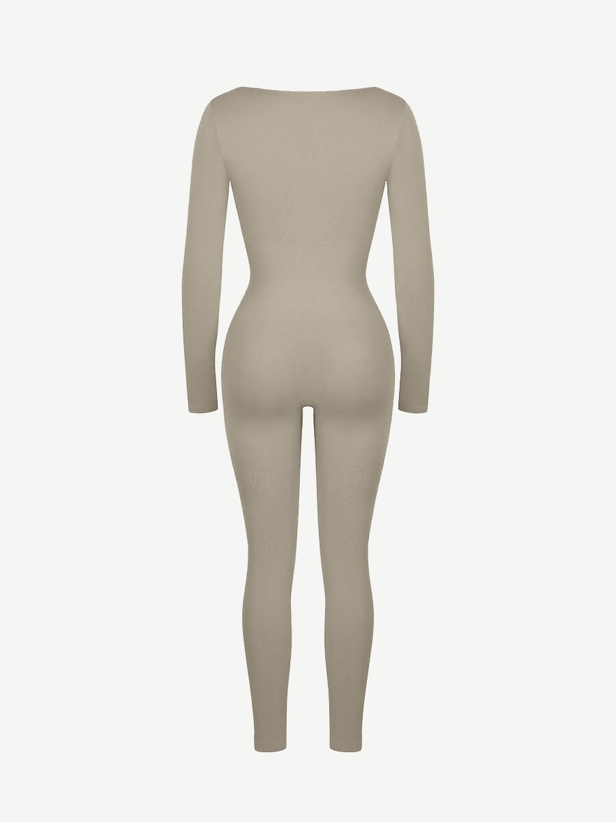 CurvedByOshun® Seamless Deep V Tummy Control Waist Cinching Catsuit