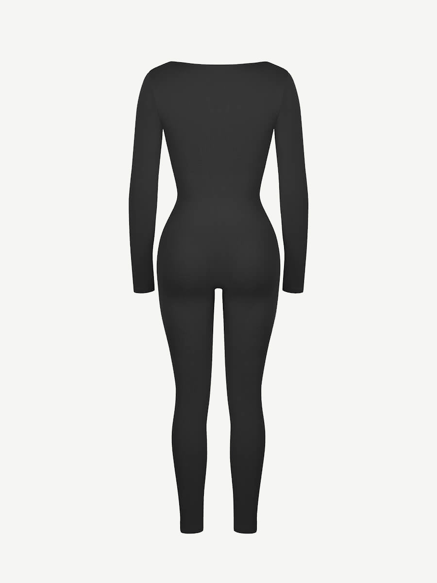 CurvedByOshun® Seamless Deep V Tummy Control Waist Cinching Catsuit