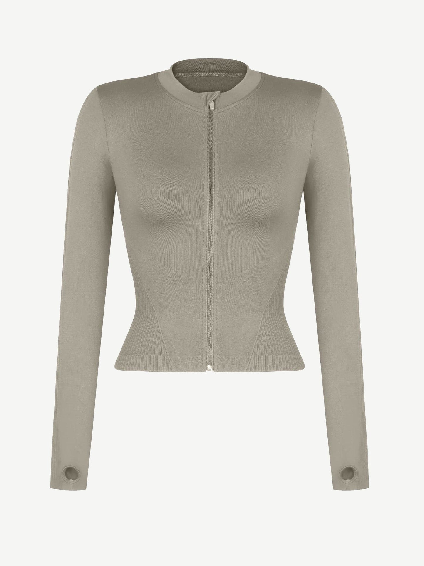 CurvedByOshun® Seamless Full Zipper Running Top with Thumb Holes
