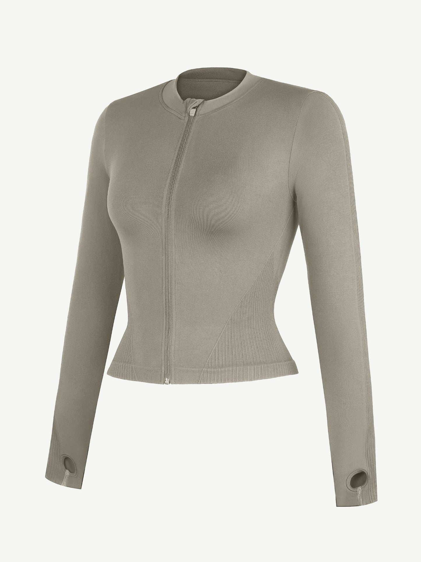 CurvedByOshun® Seamless Full Zipper Running Top with Thumb Holes