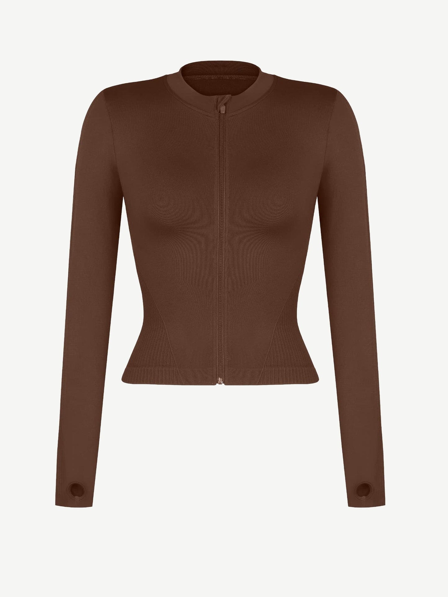 CurvedByOshun® Seamless Full Zipper Running Top with Thumb Holes