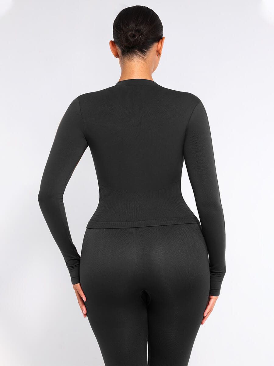 CurvedByOshun® Seamless Full Zipper Running Top with Thumb Holes
