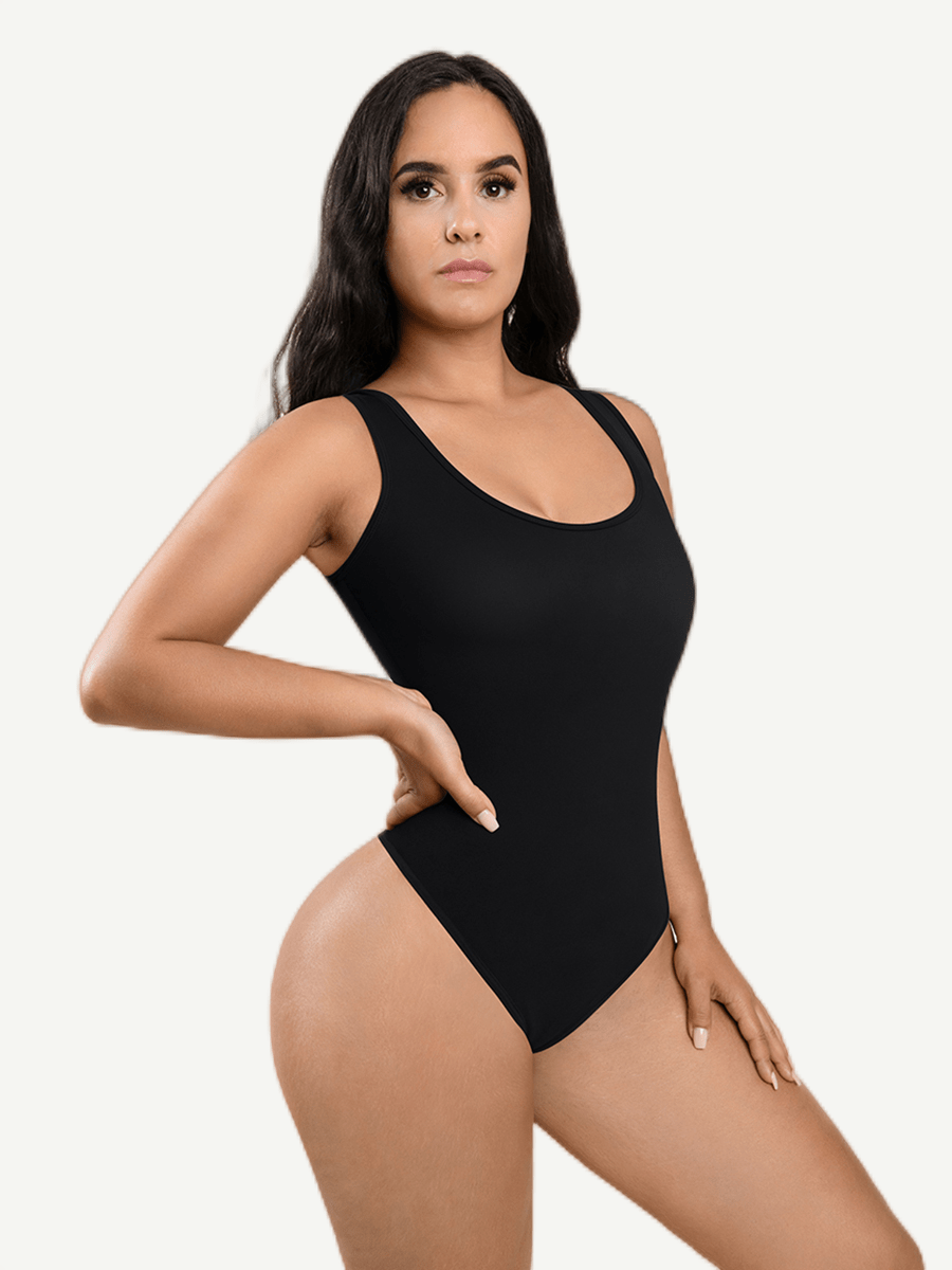 CurvedByOshun® Tank Top Thong Bodysuit Abdominal Breathable Can be Worn Outside