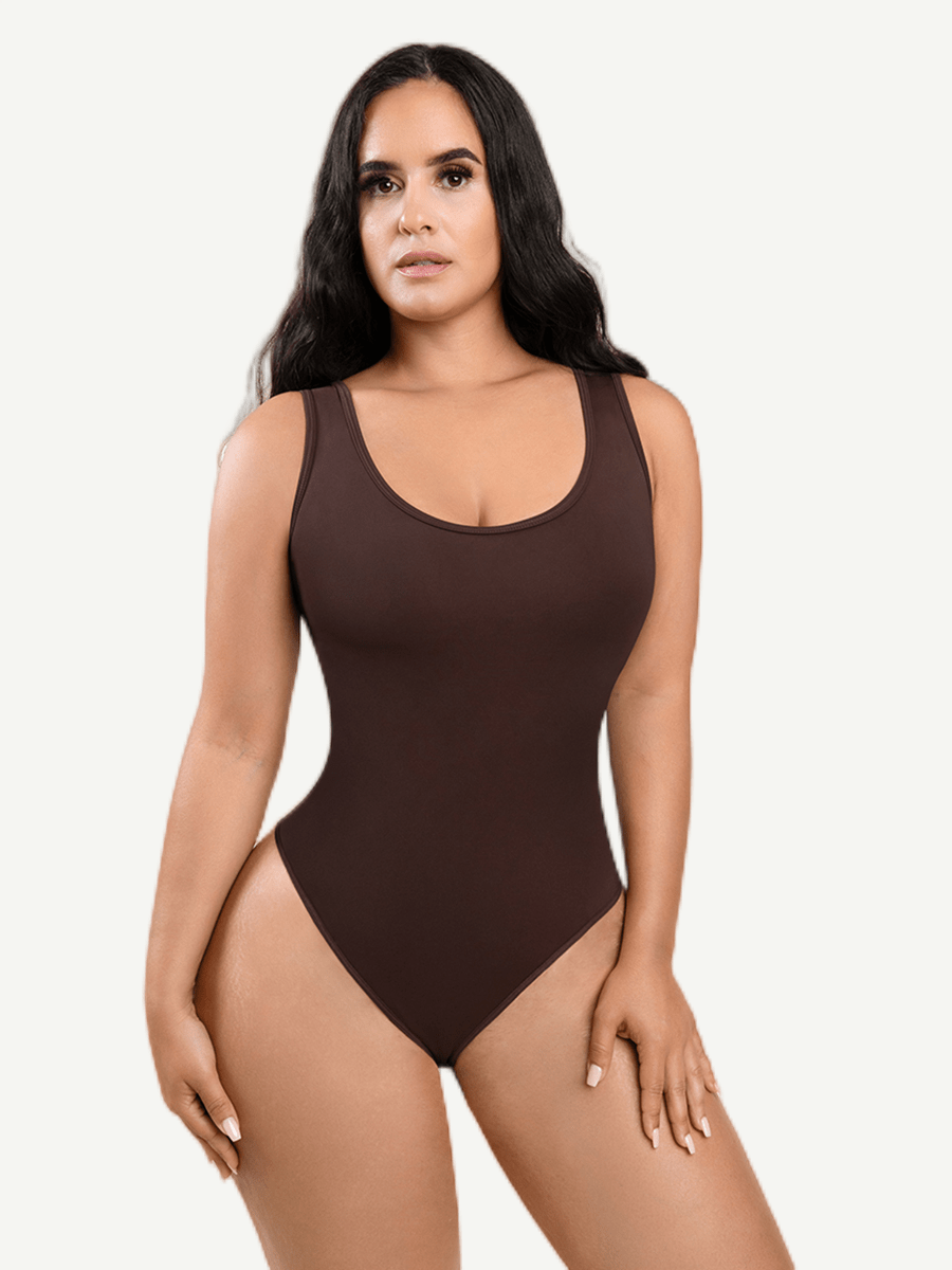 CurvedByOshun® Tank Top Thong Bodysuit Abdominal Breathable Can be Worn Outside