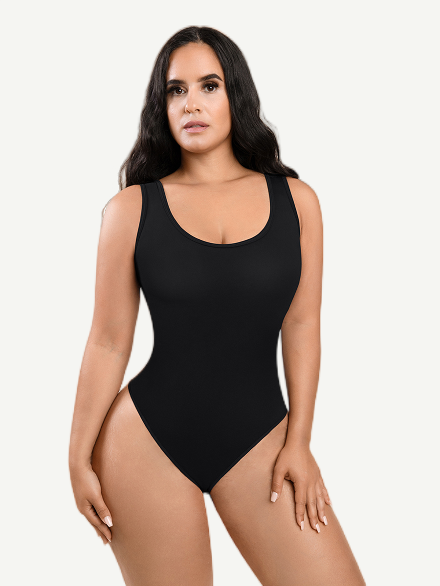 CurvedByOshun® Tank Top Thong Bodysuit Abdominal Breathable Can be Worn Outside