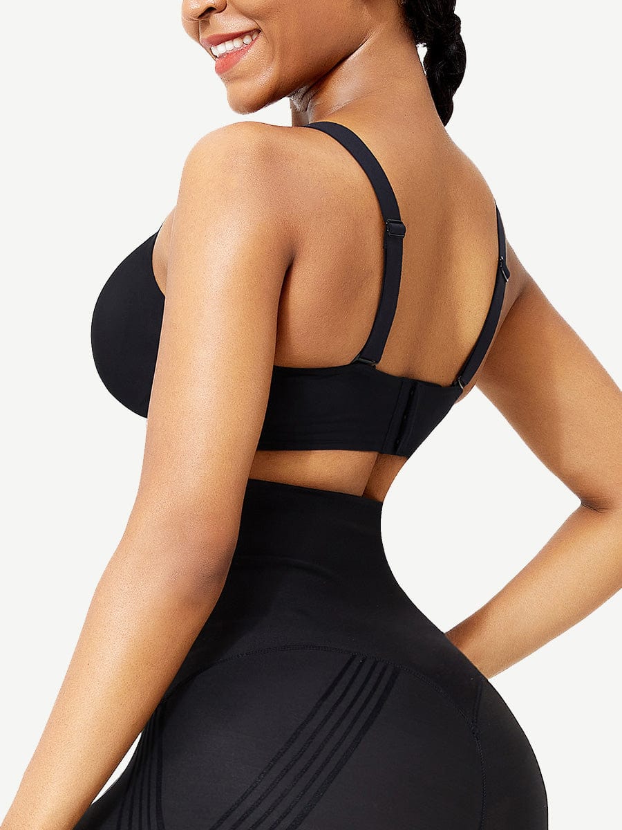 CurvedByOshun® Black Seamless Shapewear Bra Removable Pads