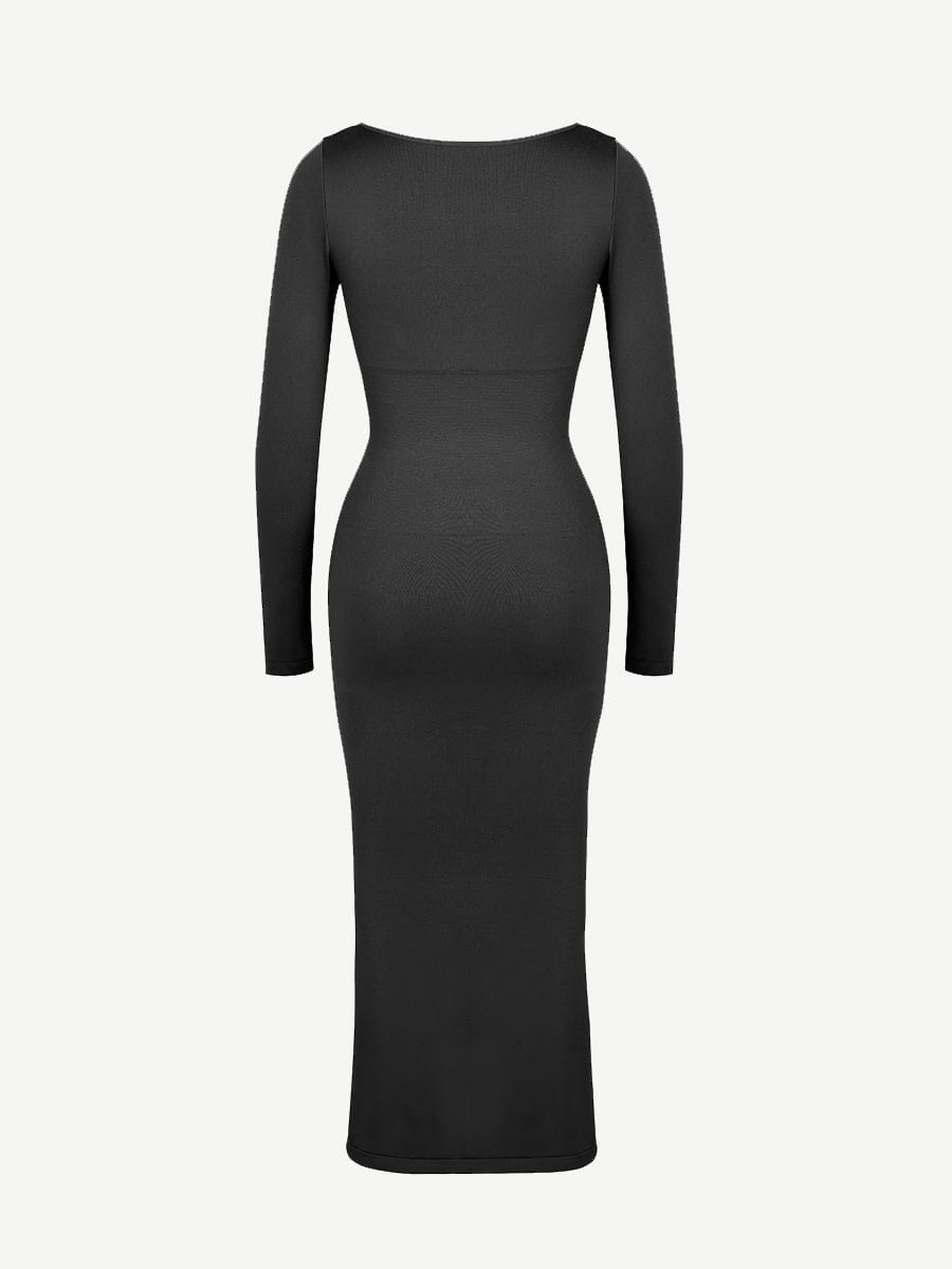CurvedByOshun®🌿 Eco-friendly Seamless Bust Support Tummy Control High Side Slit Shaping Dress