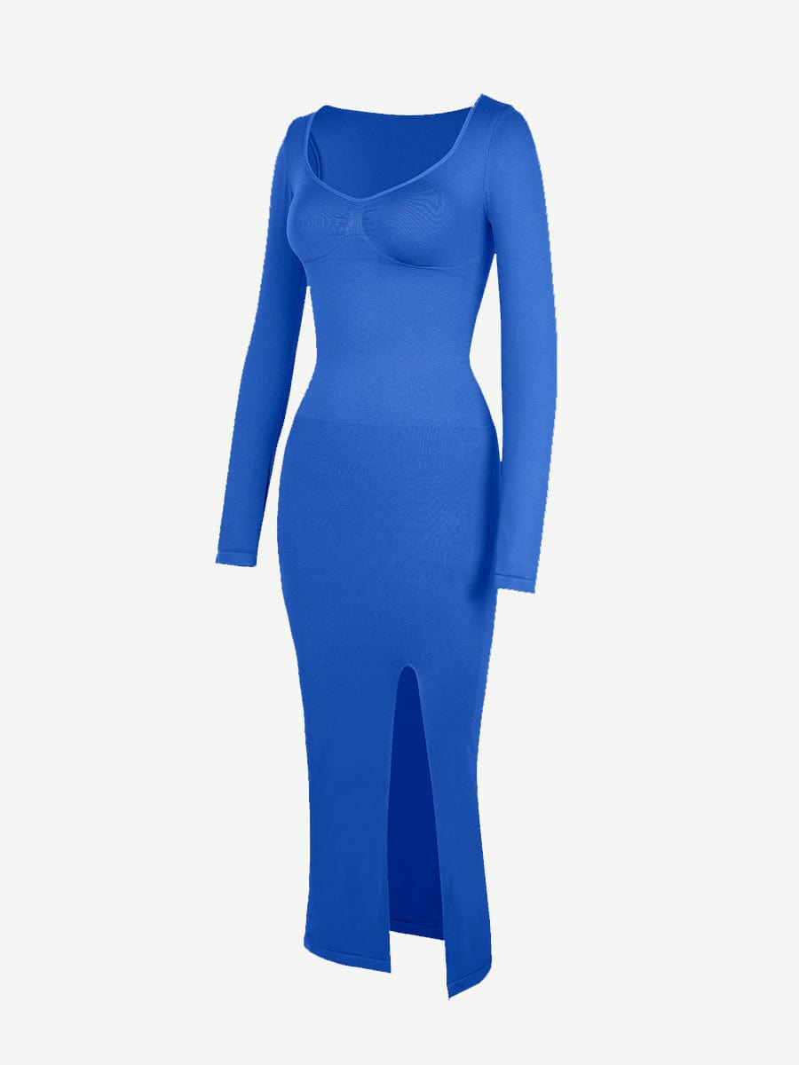 CurvedByOshun®🌿 Eco-friendly Seamless Bust Support Tummy Control High Side Slit Shaping Dress