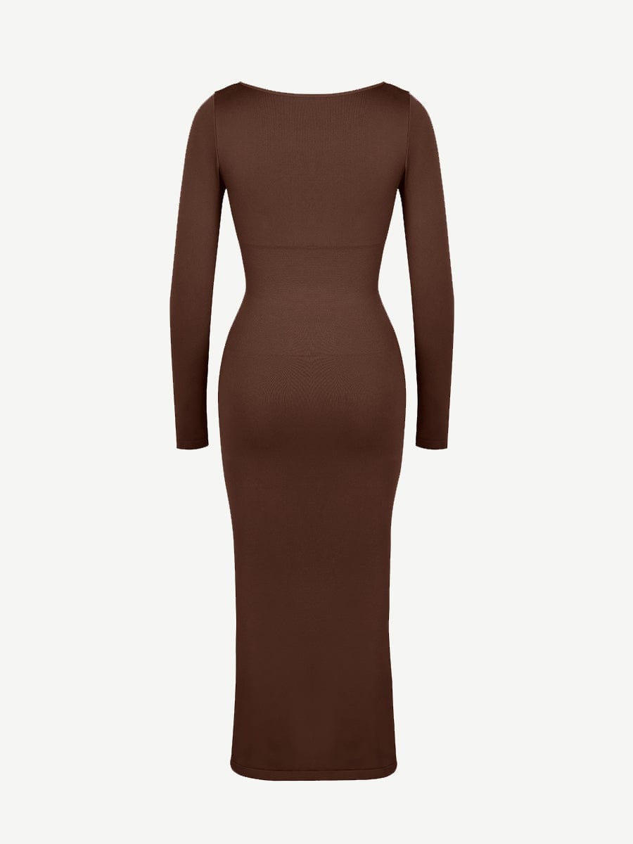 CurvedByOshun®🌿 Eco-friendly Seamless Bust Support Tummy Control High Side Slit Shaping Dress