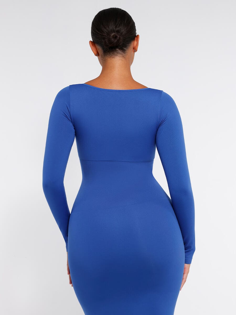 CurvedByOshun®🌿 Eco-friendly Seamless Bust Support Tummy Control High Side Slit Shaping Dress