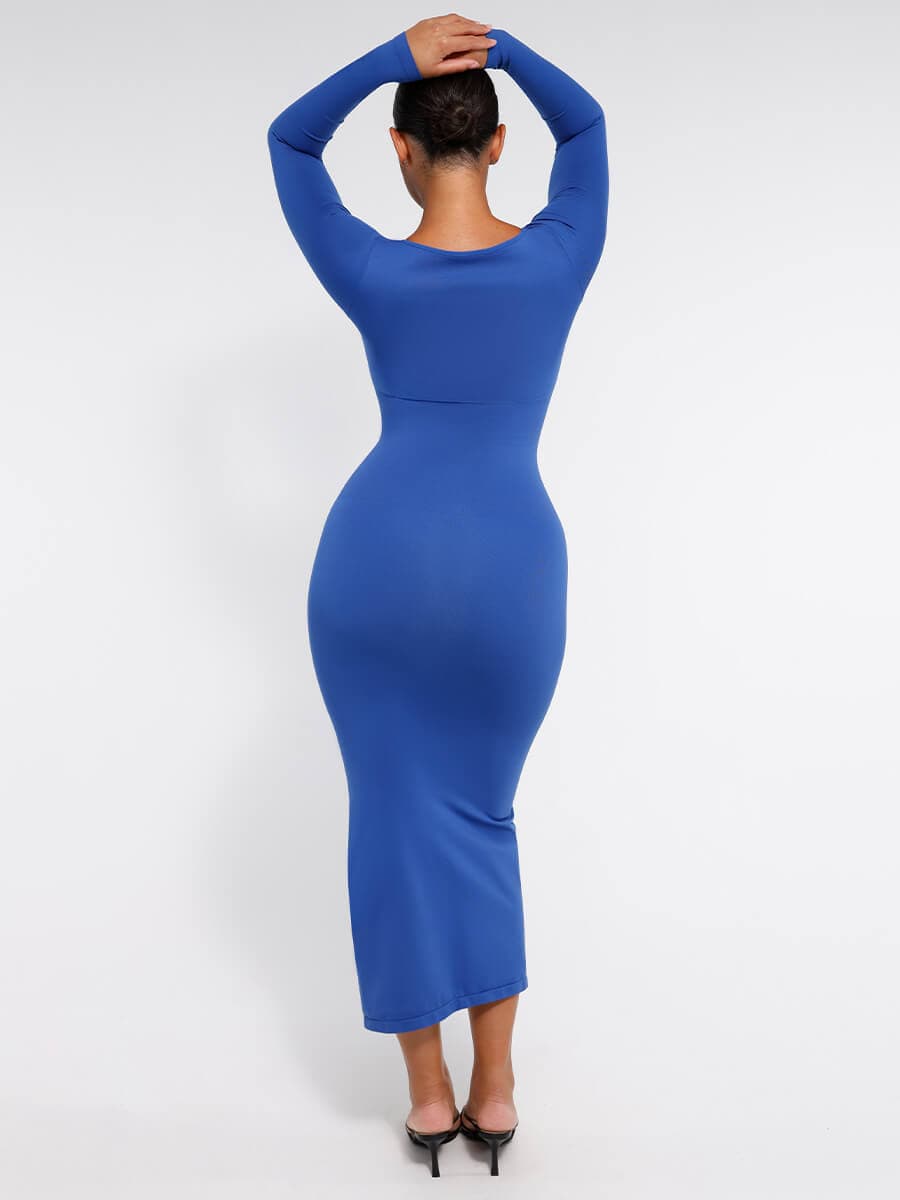 CurvedByOshun®🌿 Eco-friendly Seamless Bust Support Tummy Control High Side Slit Shaping Dress