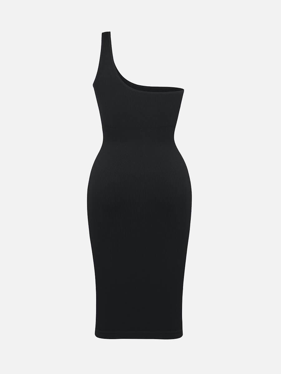 CurvedByOshun® 🌿Seamless Eco-friendly One-shoulder Slanted Neck Waist Trimming Shaper Dress