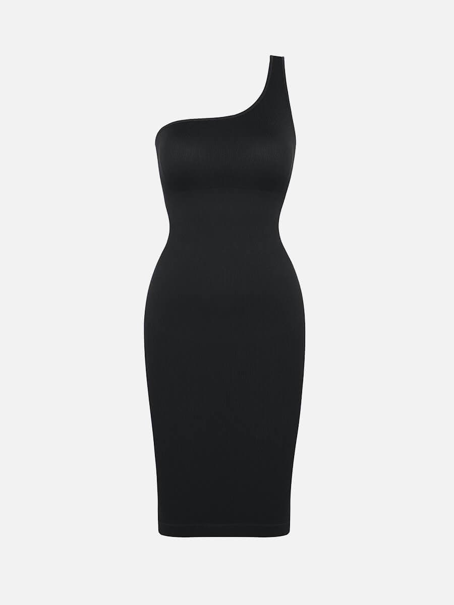 CurvedByOshun® 🌿Seamless Eco-friendly One-shoulder Slanted Neck Waist Trimming Shaper Dress