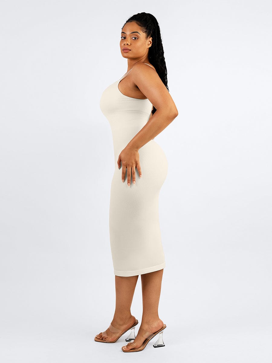 CurvedByOshun® 🌿 Eco-friendly Seamless 360° Waist Control Midi Shaping Dress