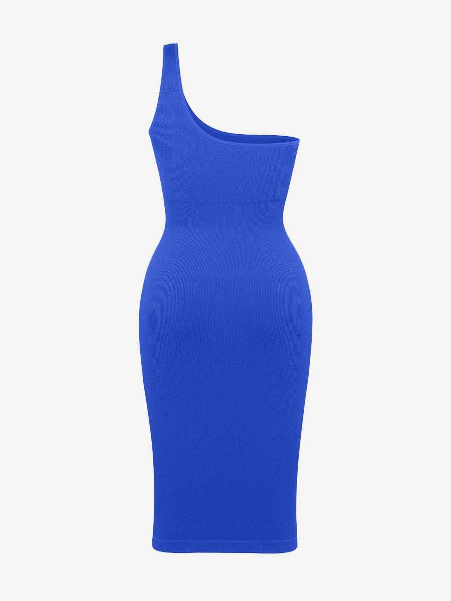 CurvedByOshun® 🌿Seamless Eco-friendly One-shoulder Slanted Neck Waist Trimming Shaper Dress
