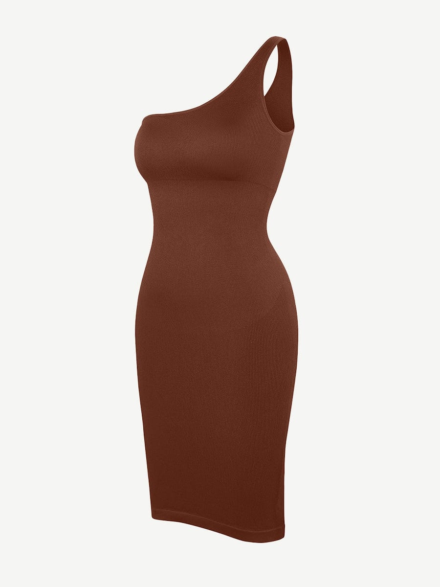 CurvedByOshun® 🌿Seamless Eco-friendly One-shoulder Slanted Neck Waist Trimming Shaper Dress