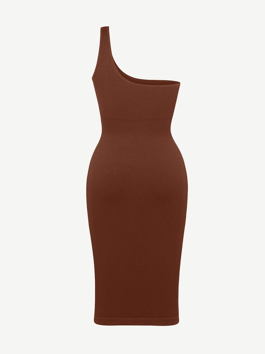 CurvedByOshun® 🌿Seamless Eco-friendly One-shoulder Slanted Neck Waist Trimming Shaper Dress