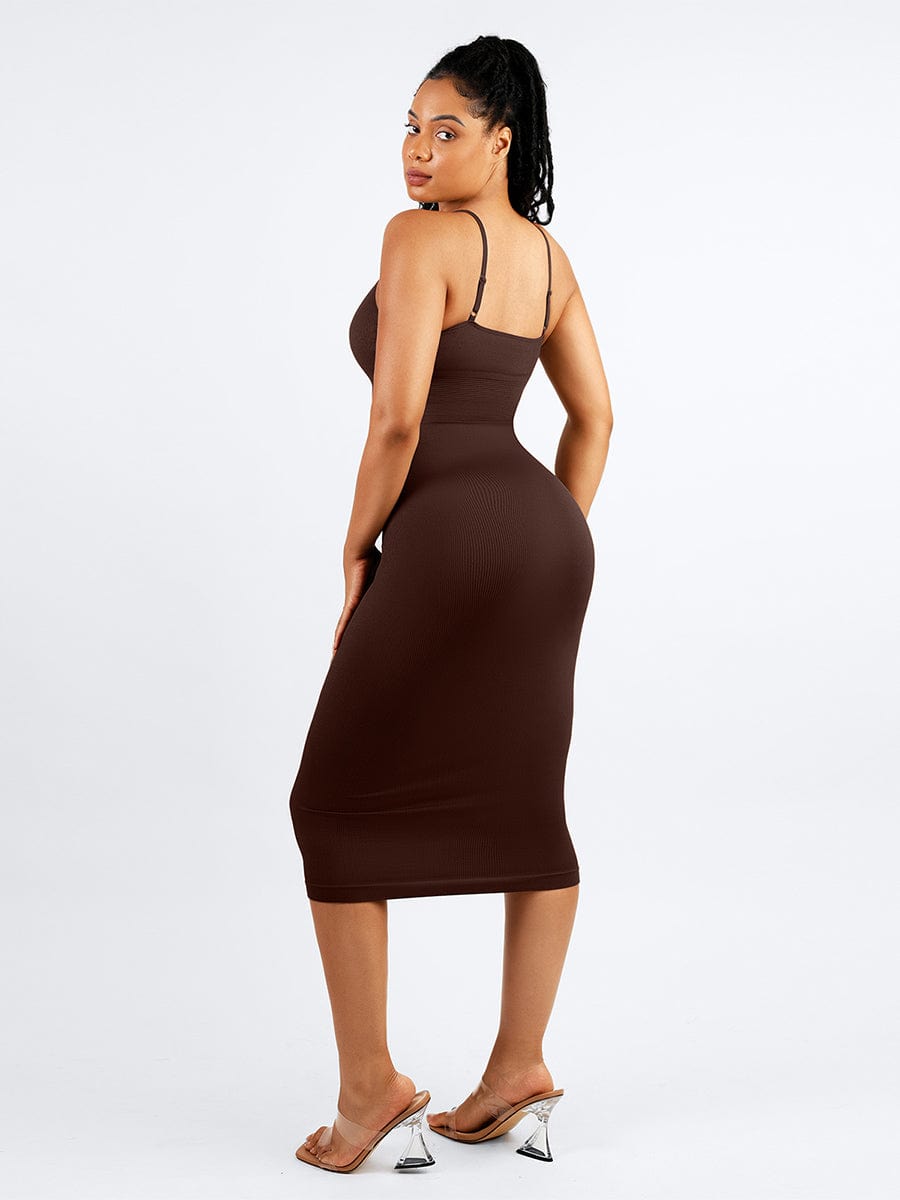 CurvedByOshun® 🌿 Eco-friendly Seamless 360° Waist Control Midi Shaping Dress