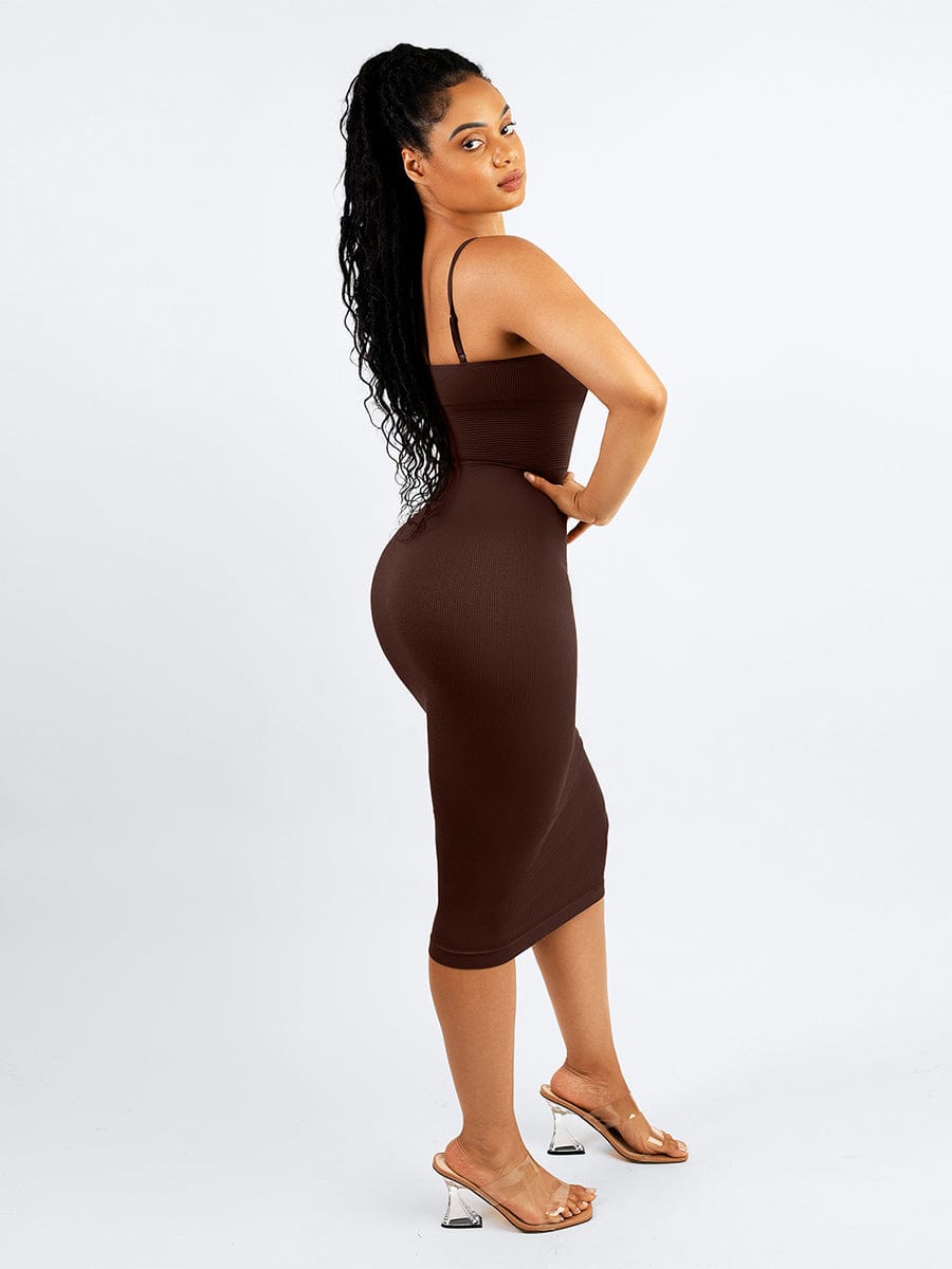 CurvedByOshun® 🌿 Eco-friendly Seamless 360° Waist Control Midi Shaping Dress