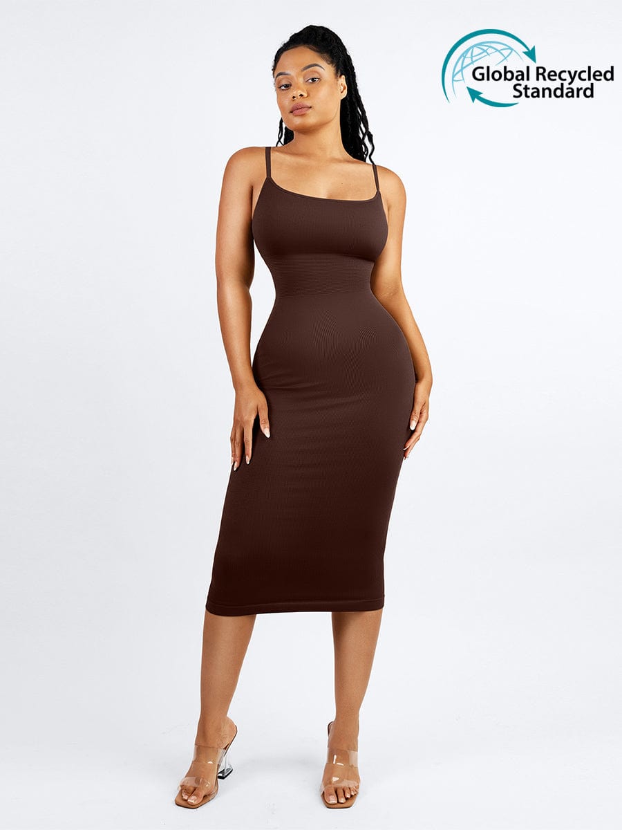 CurvedByOshun® 🌿 Eco-friendly Seamless 360° Waist Control Midi Shaping Dress