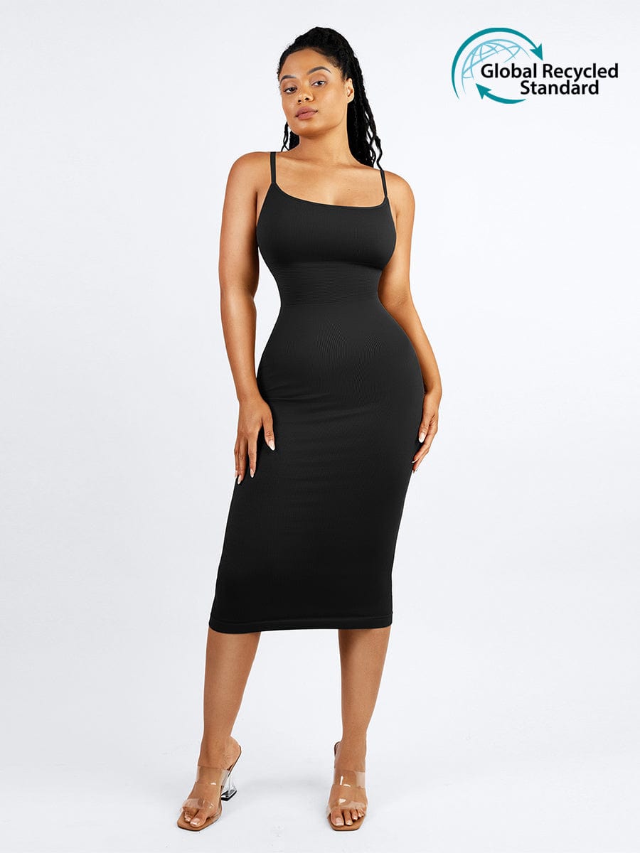 CurvedByOshun® 🌿 Eco-friendly Seamless 360° Waist Control Midi Shaping Dress